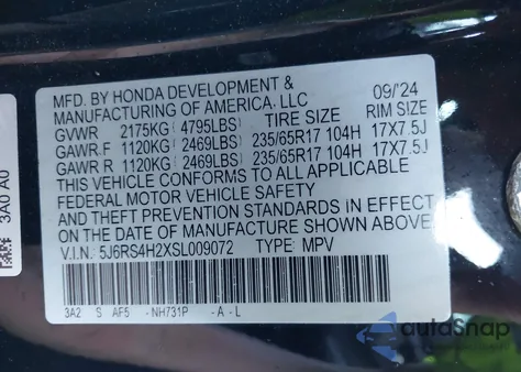2025 Honda Cr-V Lx Awd z USA, uszkodzony, nr VIN 5J6RS4H2XSL009072